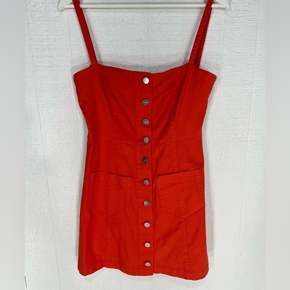 Capulet Stretch Denim Button Down Mini Dress Oran… - image 6